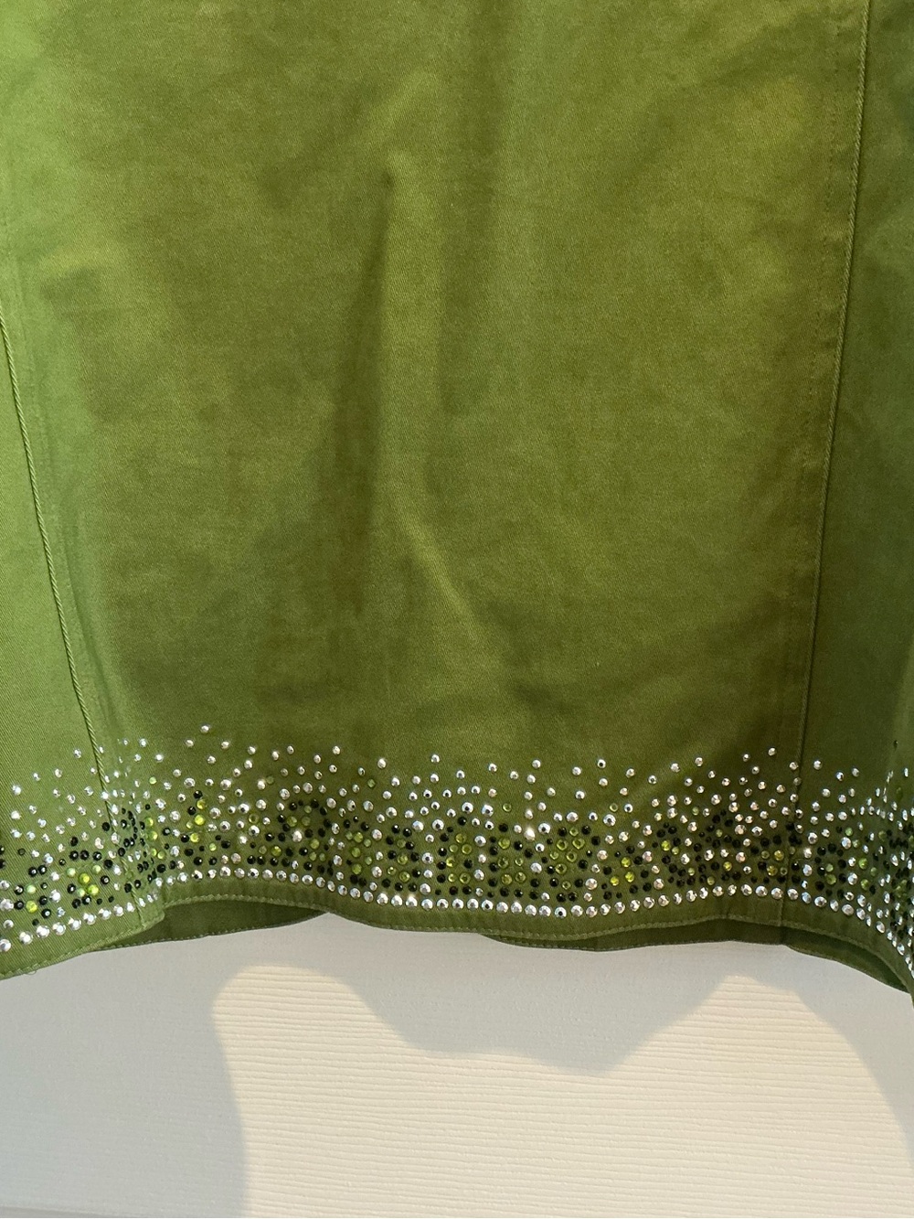 Quaker Factory Kiwi Green Crystal Embellished Festival Dolly Cowgirl Jacket XS - Picture 8 of 11